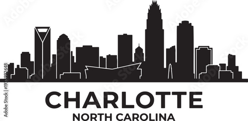 Modern Charlotte North Carolina city skyline silhouette