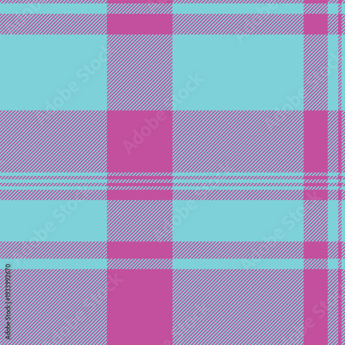 Merry christmas check plaid seamless, dye pattern fabric tartan. Structure texture textile vector background in teal and pink colors.
