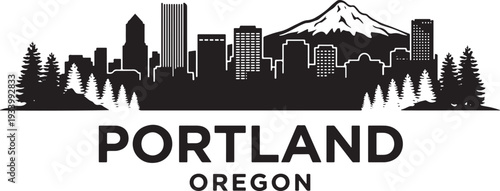 Vibrant Portland Oregon cityscape with iconic skyline and mountain
