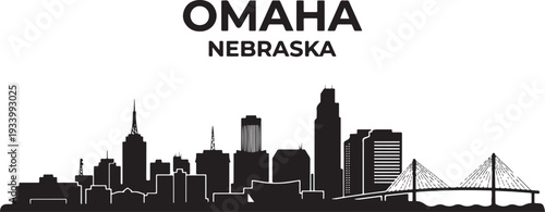 Omaha Nebraska city skyline silhouette illustration
