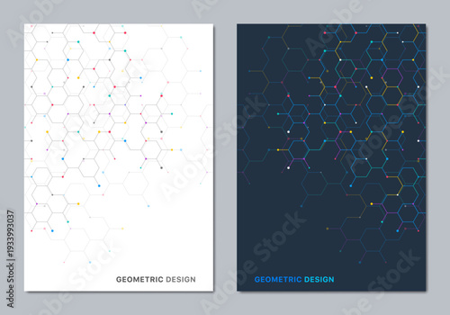 Abstract geometric background with hexagons shape pattern for a business brochure or cover book, page layout, flyer design, and poster template
