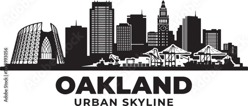 Modern Oakland urban skyline with iconic buildings