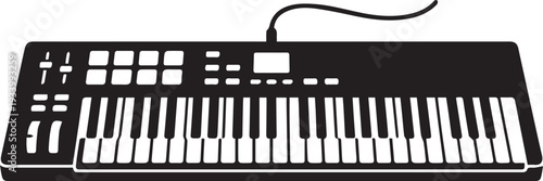 Modern MIDI Synthesizer Keyboard Silhouettes Sleek Digital Music Icon