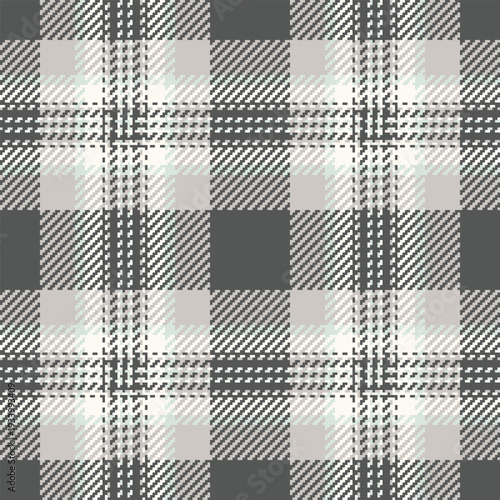 Tattersall plaid vector background, structure texture tartan fabric. Shirt textile seamless check pattern in grey and pastel grey colors.