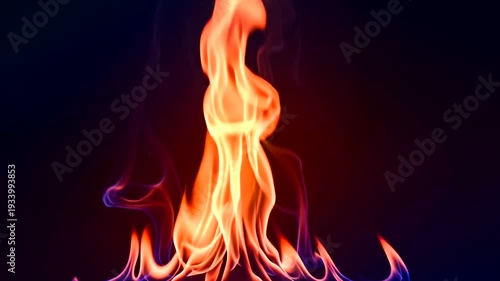 Flickering Fire Flame in Darkness.