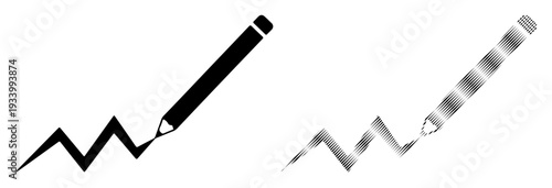 Creative process illustrated by a drawing pencil creating a zigzag line