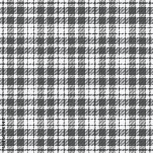 Hounds tooth plaid check tartan, 60s background texture fabric. Proud seamless pattern textile vector in white and grey colors.