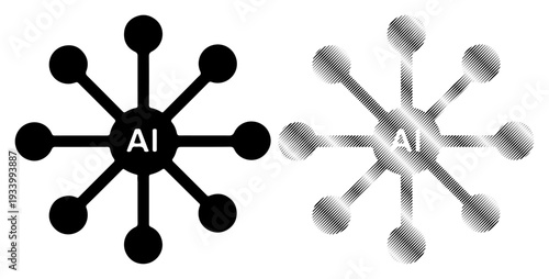Abstract AI network concept with radiating connections and central core
