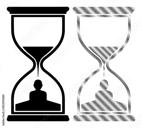 Silhouette of a person inside an hourglass, representing the passage of time and life's limited duration.