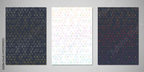 Abstract covers and brochures with geometric backgrounds of polygon shape patterns