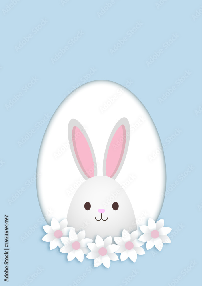 Obraz premium Cute Easter background with bunny and daisies design 