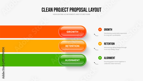 Product Forecast Slide Layout Vector Illustration. Corporate Portfolio 3 Step Infographic Slideshow Template. Project Report Three Option Diagram Frame Design.