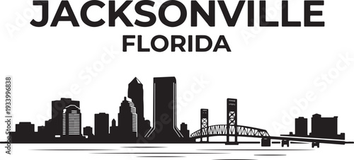 Modern Jacksonville Florida cityscape skyline with iconic bridge