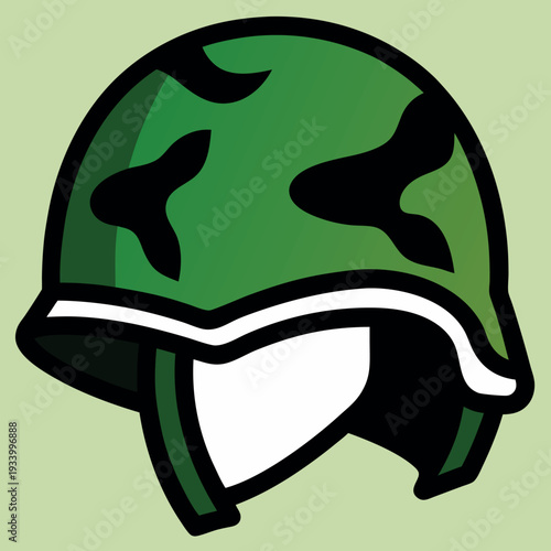 Camouflage helmet illustration white solid colour outline