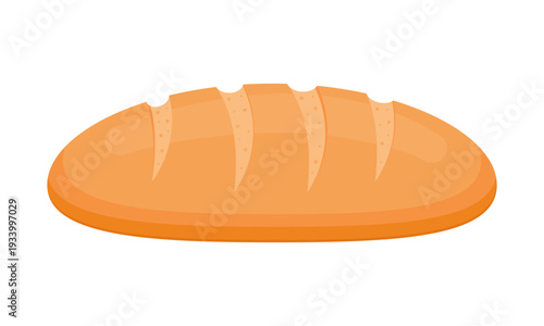 Golden loaf of bread or baguette in flat style. Vector illustration isolated on white background