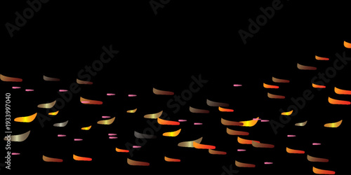 A vibrant array of fish swimming in a dark underwater environment.