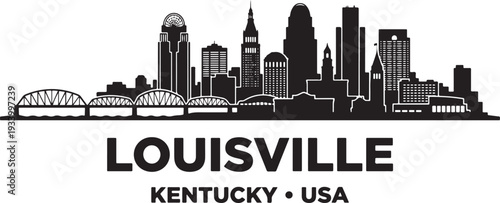 Stylish Louisville Kentucky city skyline illustration