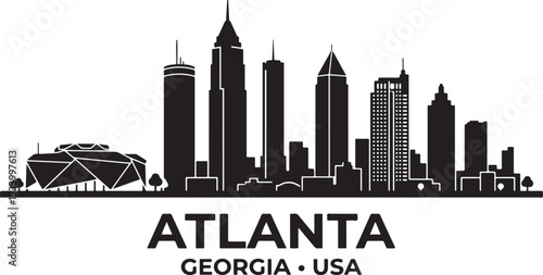 Modern Atlanta city skyline with iconic buildings