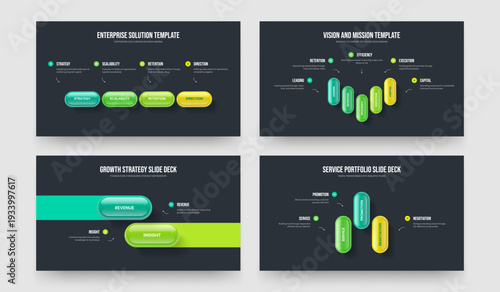 Project Overview 4 5 2 3 Option Diagram Frame Template Set. Professional Review Four Five Two Three Element Infographic Presentation Layout Vector Illustration Collection.