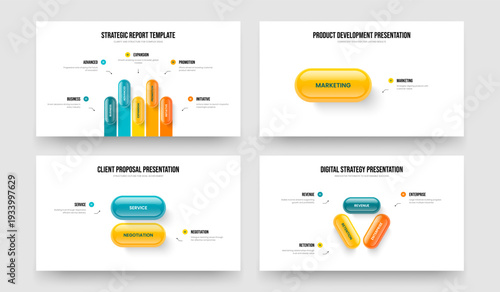 Sales Campaign Five One Two Three Step Infographic Frame Design Vector Illustration Set. Business Portfolio 5 1 2 3 Element Diagram Slide Layout Bundle.