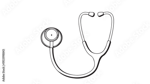 Stethoscope Illustration Highlighting Medical Instrument for Heartbeat Examination and Diagnosis.