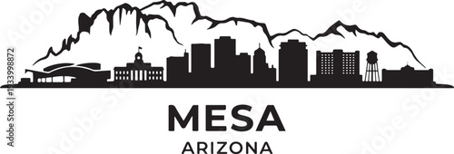 Mesa Arizona city skyline with mountains