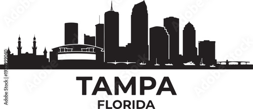 Tampa Florida city skyline with modern buildings and waterfront