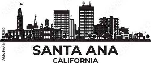 Santa Ana California city skyline illustration