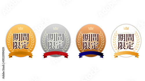  ECサイトで使える「期間限定」4色セット（マーケティング・金銀銅・メダル・バッチ・メタルカラー・楕円）：期間限定バッチ02