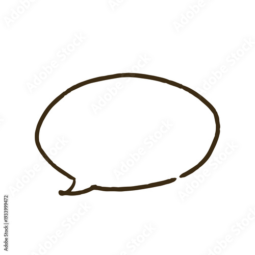 手描きのシンプルな吹き出し 横長円形
