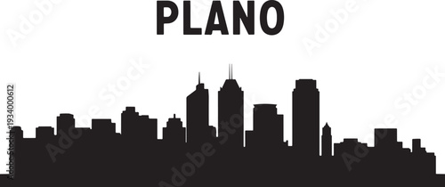 Modern cityscape silhouette of Plano Texas skyline