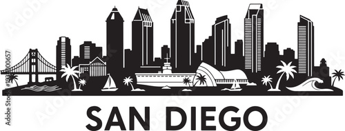 San Diego cityscape with iconic skyline and palm trees