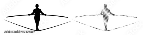Person balancing on tightrope with outstretched arms, representing focus and risk