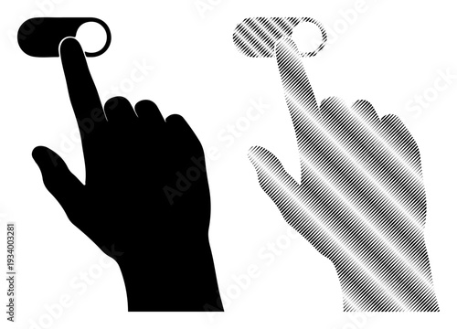 Hand pressing a toggle switch, representing on or off control and decision making.