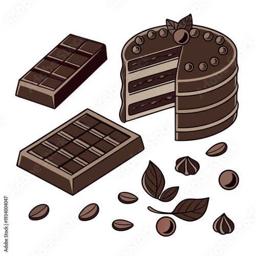 Chocolate food a detailed realistic colorful vector