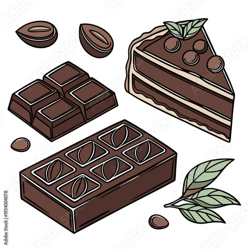 Chocolate food a detailed realistic colorful vector