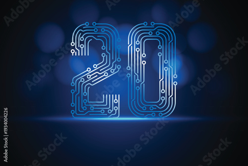 20 number as circuit board technology concept
