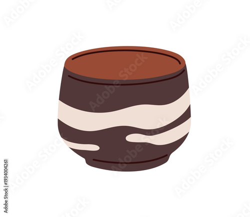 Pot, ceramic vessel. Kitchenware with pattern. Cup, kitchen bowl. Pottery, co...
