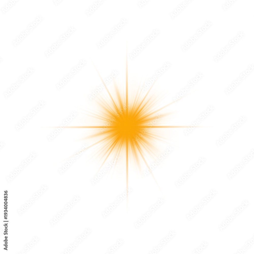 Fototapeta premium Soft golden sunbeams burst outward with warm glowing light. Transparent background makes it easy to overlay on spiritual or cosmic artwork. Light rays shimmer with realistic effect.