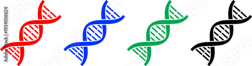 Genetic dna double helix strand icons for medical research biotechnology and scientific laboratory use