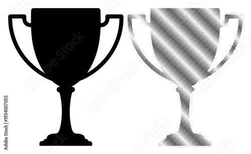 Two trophy silhouettes, one black and one metallic silver, representing achievement and recognition.