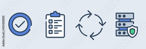 Human verified AI workflow icons – Ideal for project management software, data integrity articles, or business workflows.