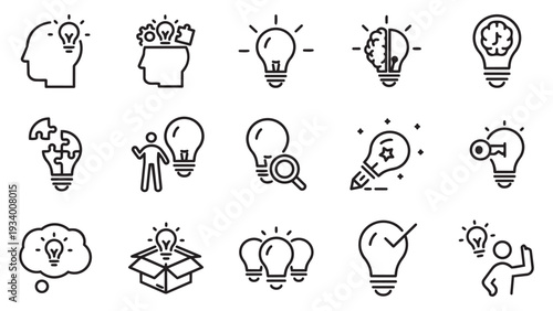 Conceptual Idea and Intellectual Property Icon Set for Startups and Tech