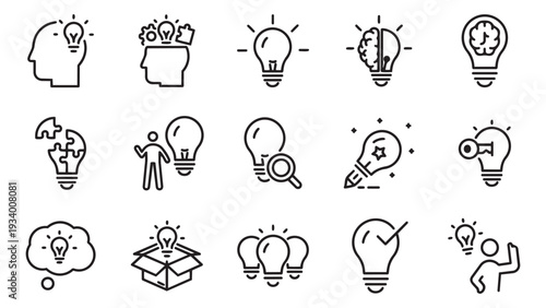 Problem Solving and Idea Generation Icon Set for Business and Education