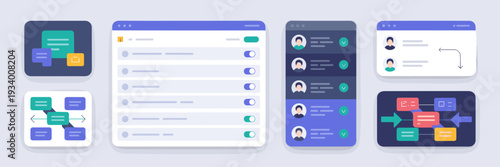 Modern flat bot management software icons – Perfect for customer service platforms, AI agents, or tech branding.