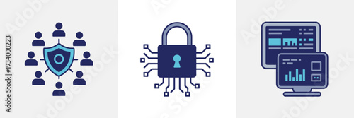 AI security and network protection icon sheet – Ideal for cybersecurity firms, data privacy, or cloud security tools.