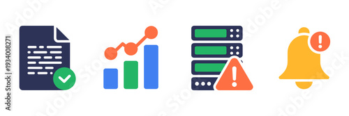 Minimalist server monitoring and alert notification icons