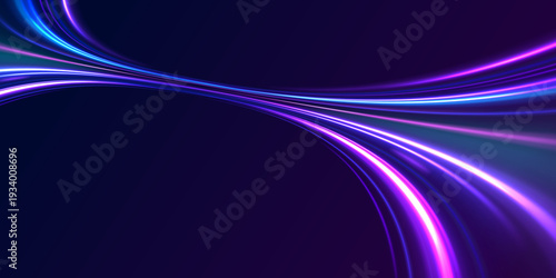 Bild auf Leinwand Blue and magenta neon beams twist and ripple in abstract flow