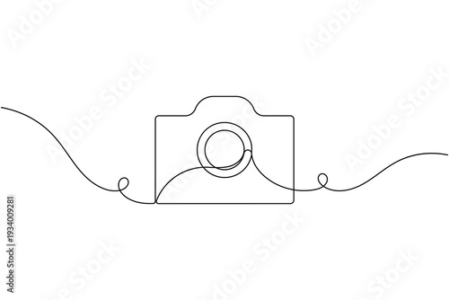 Camera sign icon continuous one line art single drawing on white background minimal style photography symbol outline vector illustration
