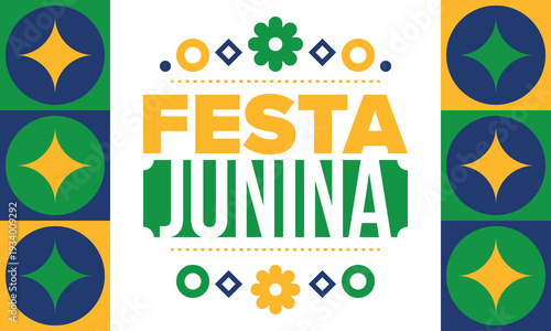 Festa Junina in Brazil. Brazilian festival. Happy holiday. Brazil flag. Carnival and parade. Summer fun party. Vector illustration